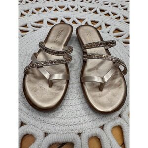 Toscanella Gold Metallic Rhinestone Glitter Thong Sandals Made in Italy Size 7.5